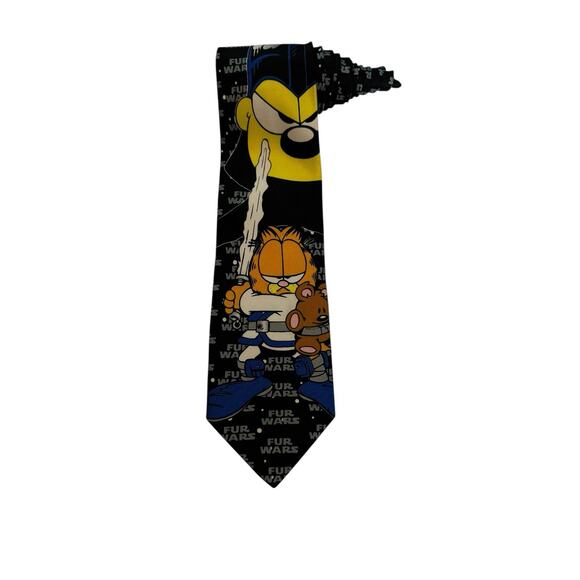 Paws Addiction Garfield Odie Fur Wars Star Wars Spoof Cartoon Vintage Necktie - Picture 1 of 7